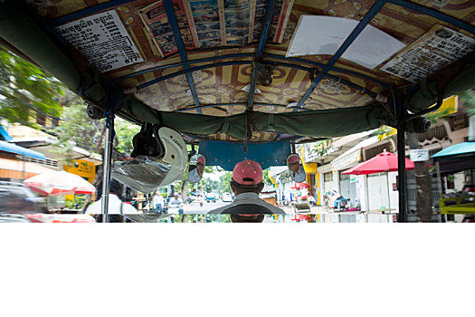 柬埔寨,金边,街景,乘,嘟嘟车,出租车