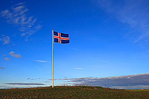 冰岛,旗帜,蓝天