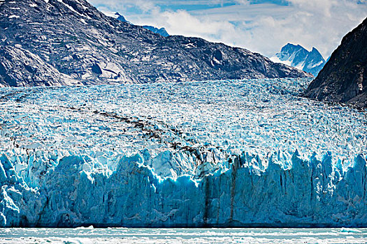 冰河,冰碛,三个,山,天空,晴天,大幅,尺寸