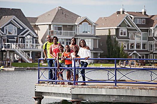 家庭,码头,住宅,湖,社区,艾伯塔省,加拿大