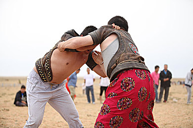 蒙古族摔跤图片