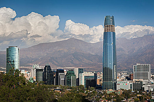 智利,圣地亚哥,俯视图,建筑,奶奶,塔,圣克里斯托瓦尔,山