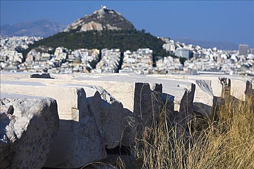 石头,正面,山,雅典,希腊