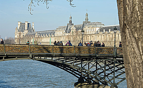 法国,法兰西岛,巴黎,卢浮宫,步行桥,艺术