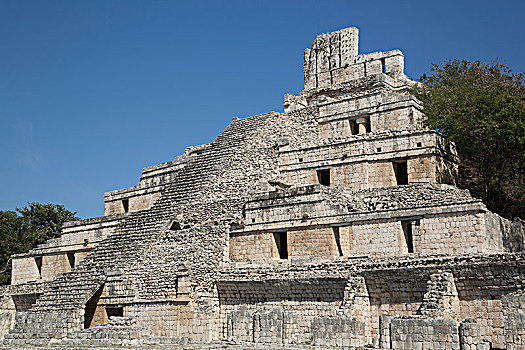 建筑,五个,地面,玛雅人遗址,坎佩切,墨西哥