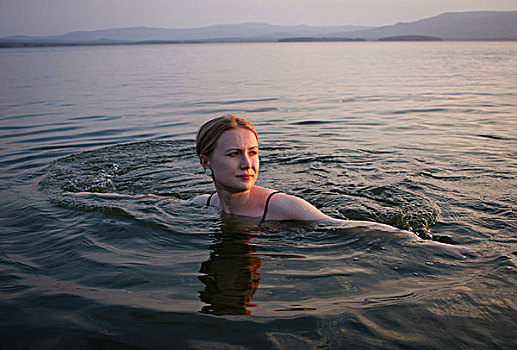 女人,游泳,海洋,俄罗斯