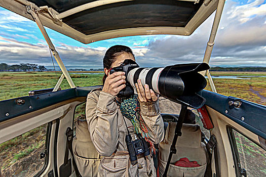 孩子,摄影师,拍照,旅游,巴士,纳库鲁湖国家公园,肯尼亚,东非