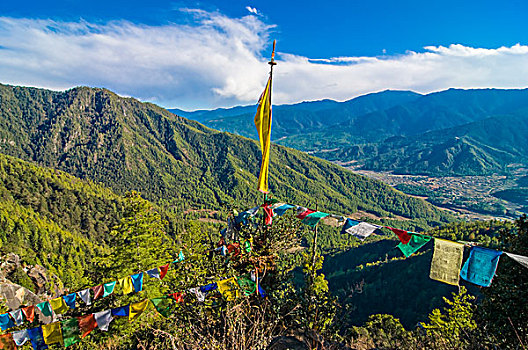 祈祷,旗帜,虎穴寺,寺院,悬挂,悬崖,不丹