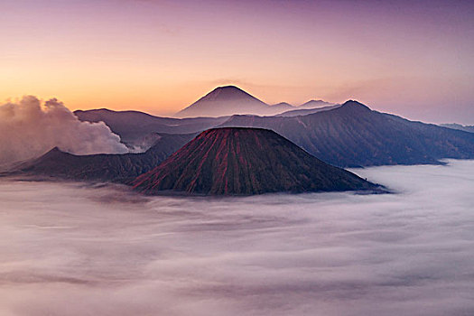 黎明,风景,婆罗摩火山,婆罗莫,国家公园,印度尼西亚