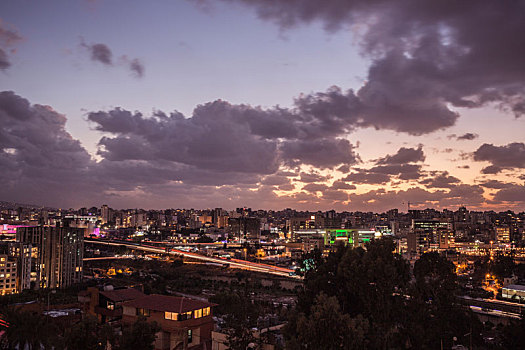 天际线,城市,日落,俯视图,贝鲁特,黎巴嫩