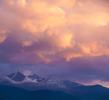 美国,科罗拉多,顶峰,日落,落基山国家公园