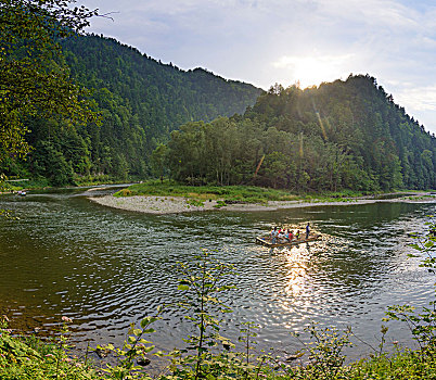 国家公园,河,峡谷,木质,筏子,船,斯洛伐克