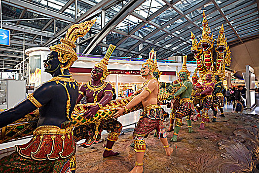 泰国,曼谷,机场,展示,罗摩衍那