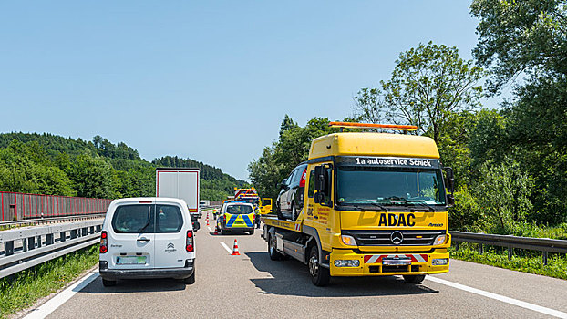 意外,屏障,塞车,高速公路,巴伐利亚,德国,欧洲