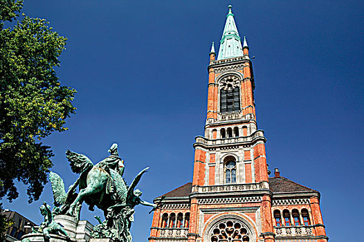 教堂,纪念,杜塞尔多夫,北莱茵威斯特伐利亚,德国,欧洲