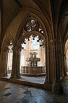 喷泉,回廊,约翰王,寺院,巴塔利亚,葡萄牙,2009年