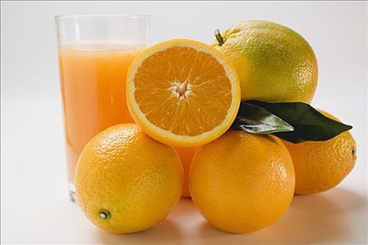 玻璃杯,橙汁,几个,橘子