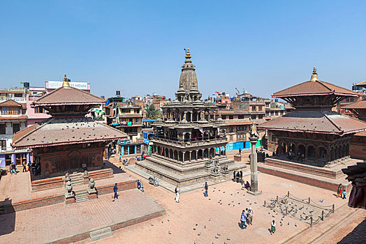 毗湿奴,庙宇,杜巴广场,毁坏,地震,四月,帕坦,尼泊尔,亚洲