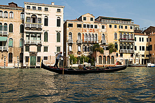 小船,大运河,正面,酒店,宫殿,威尼斯,威尼托,意大利,欧洲