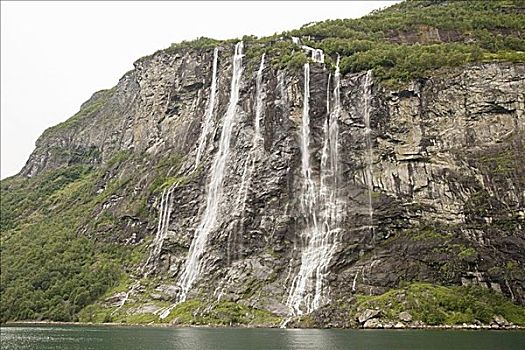 七姐妹白崖,瀑布,挪威