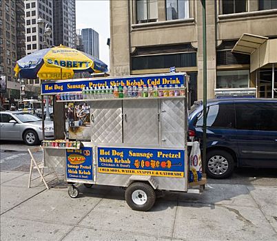 热狗摊,纽约,美国