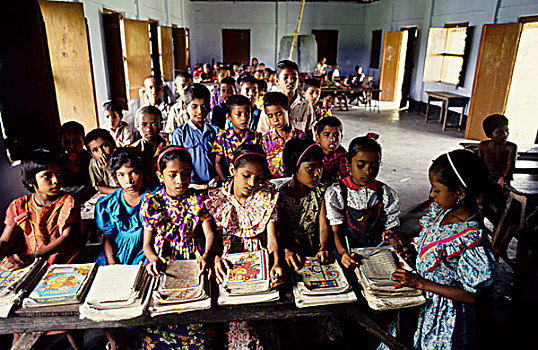 社交,小学,孟加拉,教育,挤出,成长,进入,只有,6岁,百分比,孩子