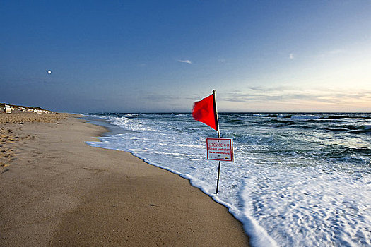 红色,旗帜,危险,标识,北海,海岸,德国