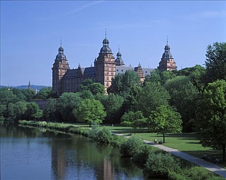 城堡,河,德国