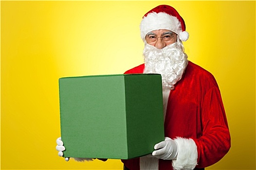 圣诞老人,递送,大,绿色,礼盒