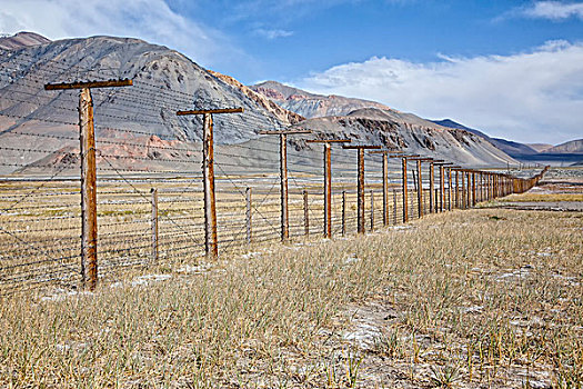 边界,栅栏,塔吉克斯坦,中国,公路,省,亚洲