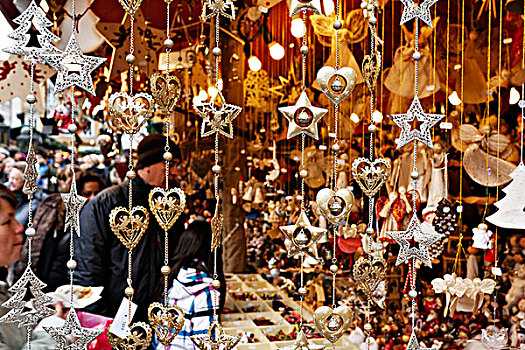 圣诞装饰,出售,货摊,德国人,圣诞市场,慕尼黑,上巴伐利亚,巴伐利亚,德国,欧洲