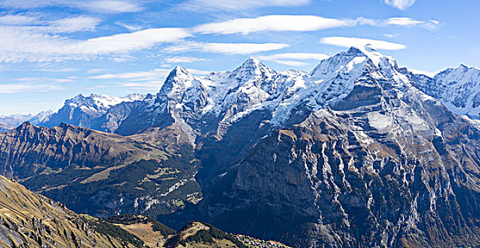 雪景,山,云,天空