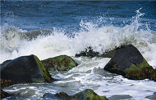 石头,浪花,海岸