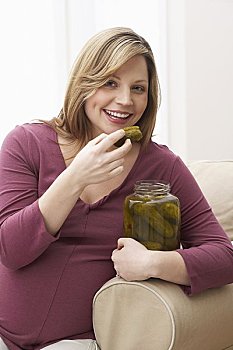 孕妇,吃,泡菜