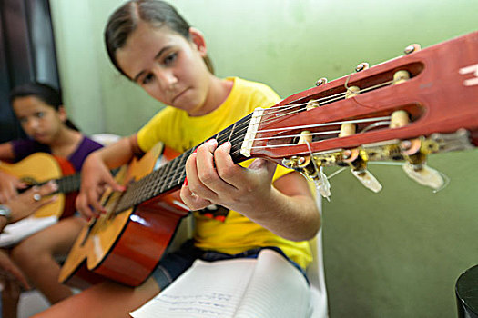 音乐,授课,年轻人,吉他,群体,巴西,南美,慈善