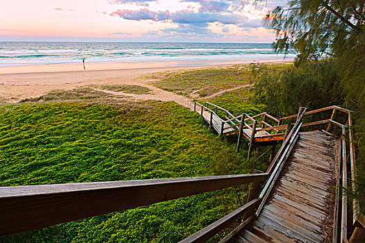 澳大利亚,昆士兰,阳光,海滩,台阶