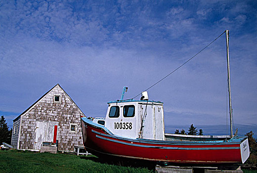 加拿大,新斯科舍省,蓝色,石头,龙虾艇