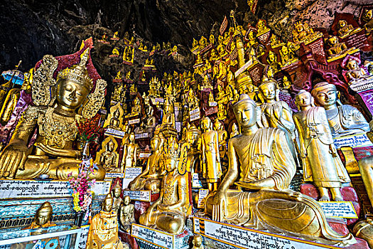 金色,佛像,宾德雅,洞穴,分开,掸邦,缅甸,亚洲