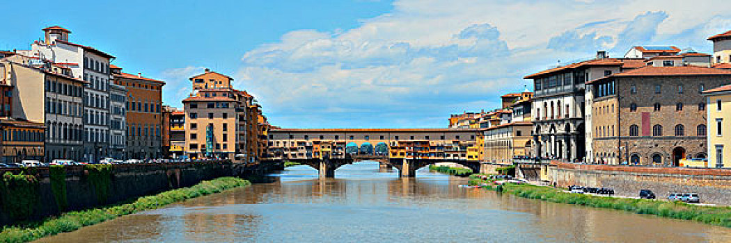 维奇奥桥,上方,阿尔诺河,全景,佛罗伦萨,意大利