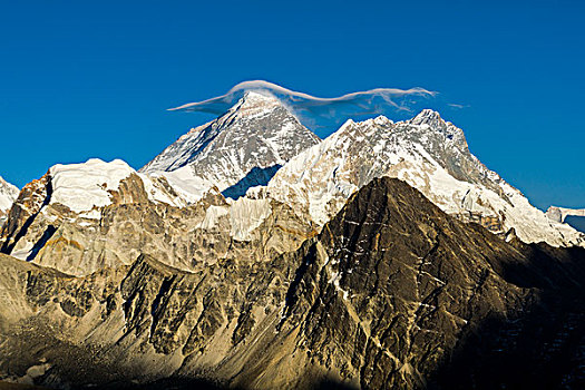 山,珠穆朗玛峰,白云,上面,风景,单独,昆布,尼泊尔,亚洲