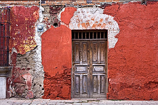 危地马拉,安提瓜岛,老,木门,彩色,墙壁,街道