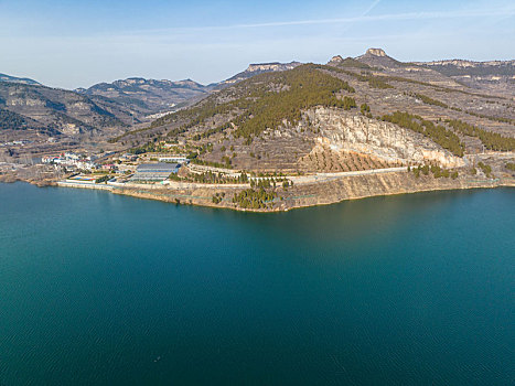 航拍济南锦绣川水库