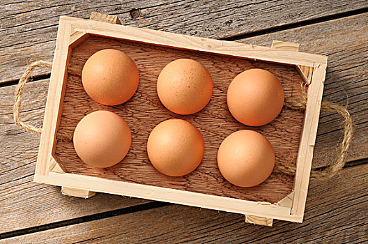 小,木质,板条箱,蛋