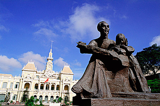 越南,西贡,雕塑,德威饭店,背景
