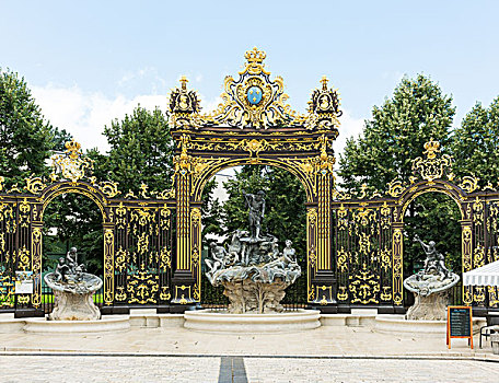 喷泉,斯坦尼斯瓦夫广场,世界遗产,默尔特摩泽尔省,洛林,法国,欧洲