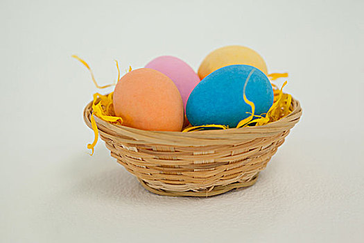 涂绘,复活节彩蛋,篮子,白色背景