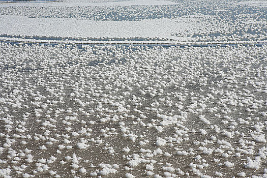 可可西里卓乃湖上冰冻的冰花