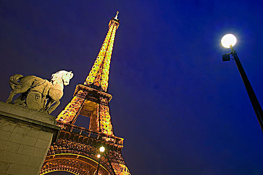 埃菲尔铁塔,夜晚,巴黎,法国