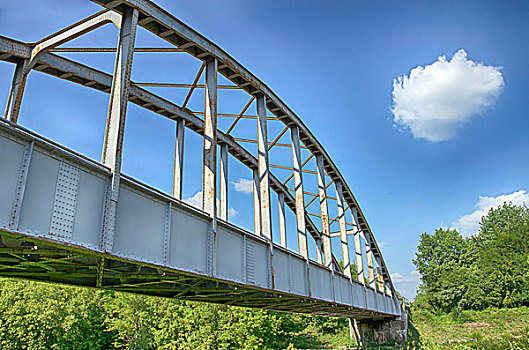 老,生锈,铁路桥,匈牙利