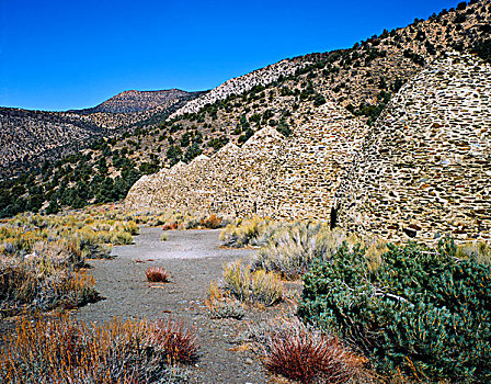 美国,加利福尼亚,内华达,死亡谷国家公园,木碳,窑,靠近,望远镜,顶峰